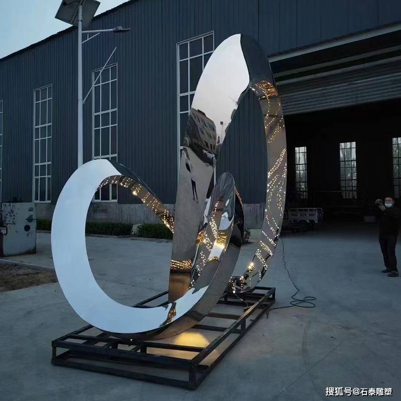 不锈钢水景圆环雕塑金属艺术装饰