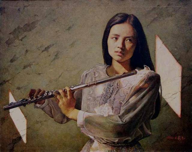 忧郁的长笛手类型:布面油画92x37cm 1993年▲站立的俄罗斯少女梧仕