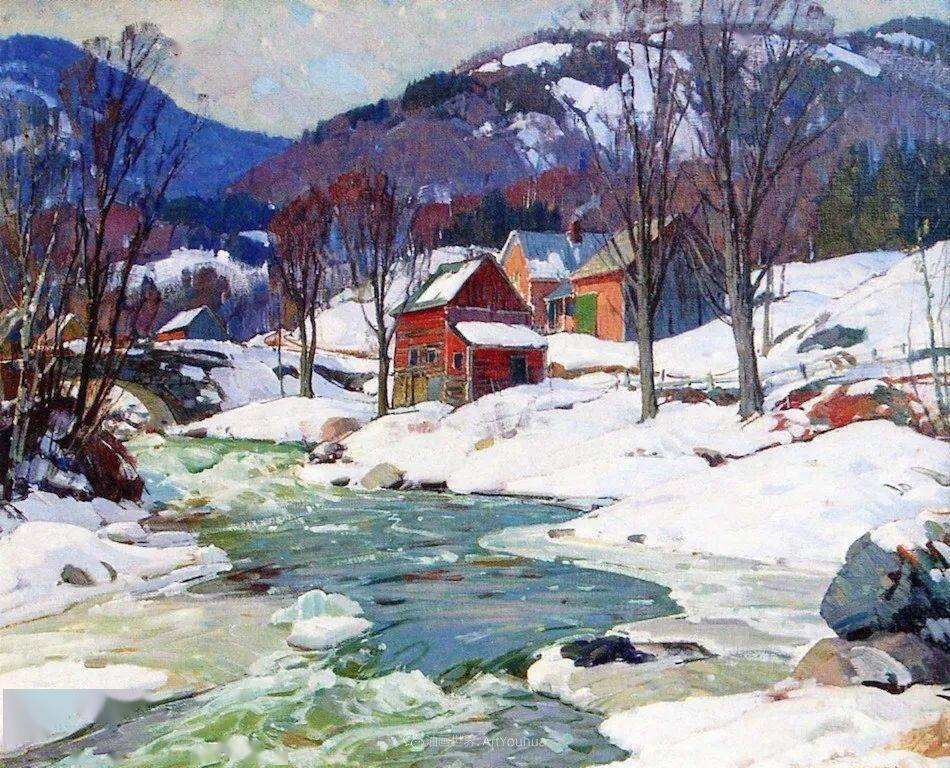 美国画家阿尔德罗·希伯德精美的冬季风景油画欣赏