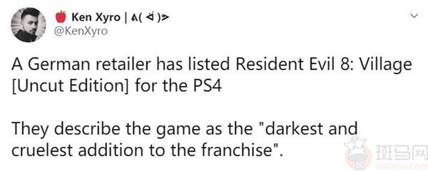 号称系列最黑暗之作德国零售商上架PS4《生化危机8》页面