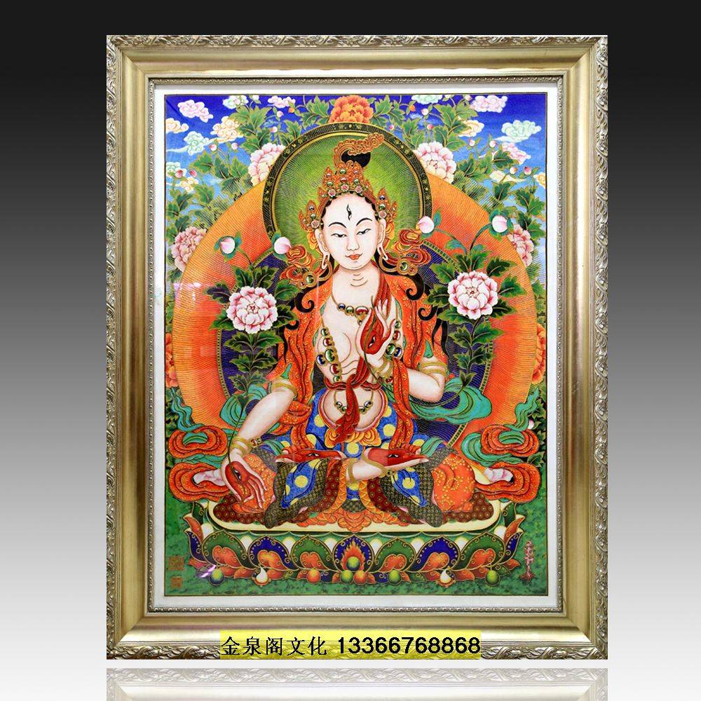 张同禄|张同禄景泰蓝掐丝珐琅画《白度母》