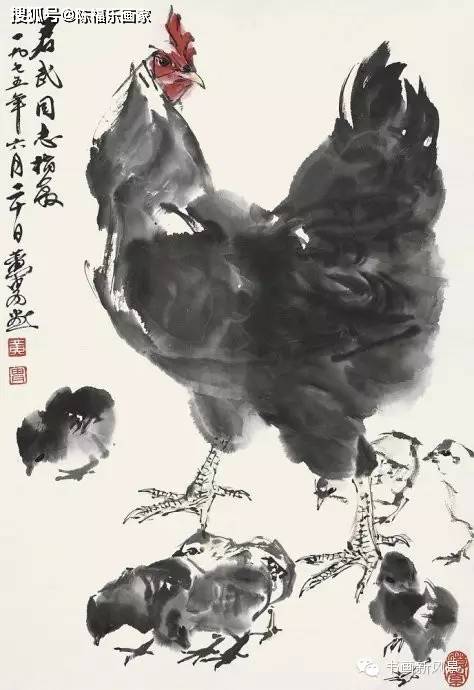 大师黄胄,郑闻慧夫妇画鸡