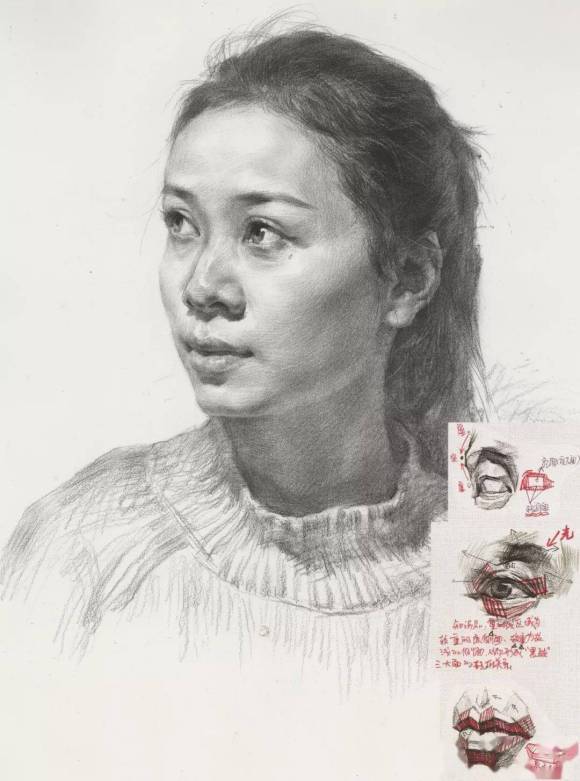 校尉美术教你画素描 最全解析素描头像女青年画法