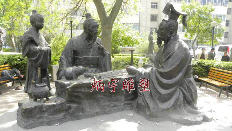 古代人物雕塑,问诊人物雕塑,中医文化雕塑