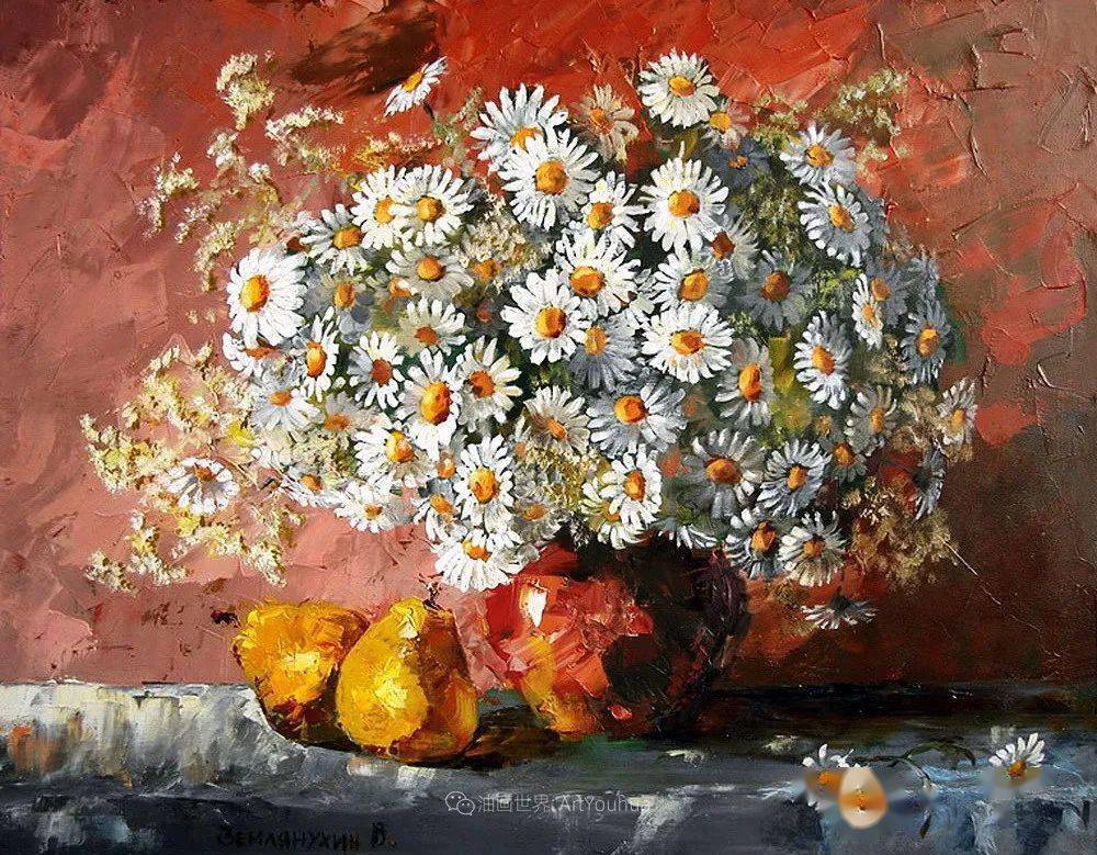 俄罗斯画家de油画与水粉的交融,不一样的花卉!