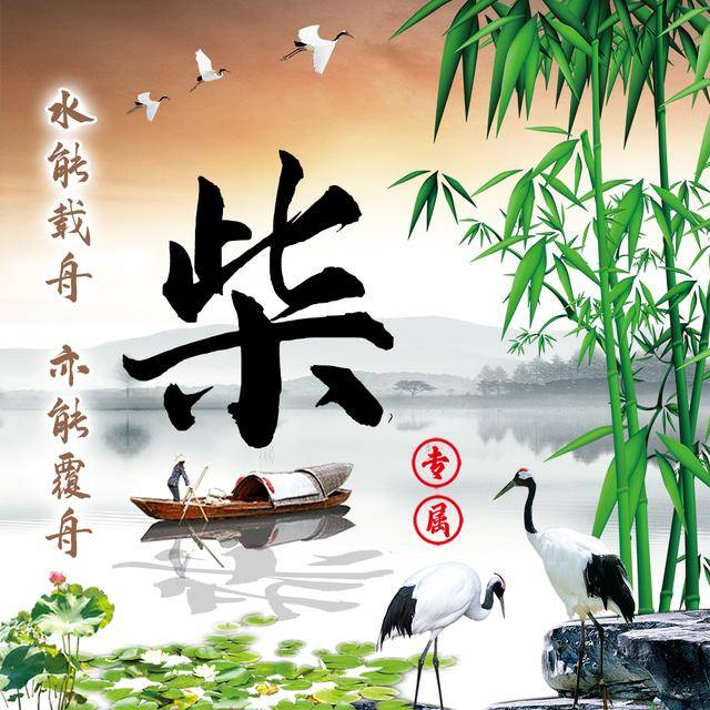 15张典雅中国风姓氏头像,新竹与荷花点缀,画风唯美