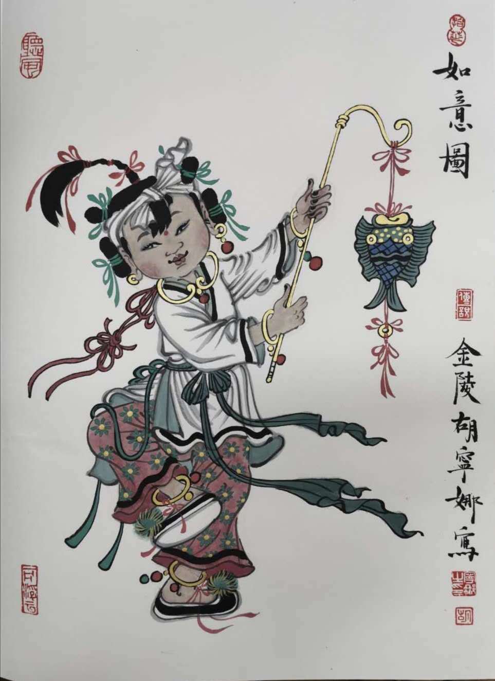 著名画家胡宁娜童子画 独家代理!