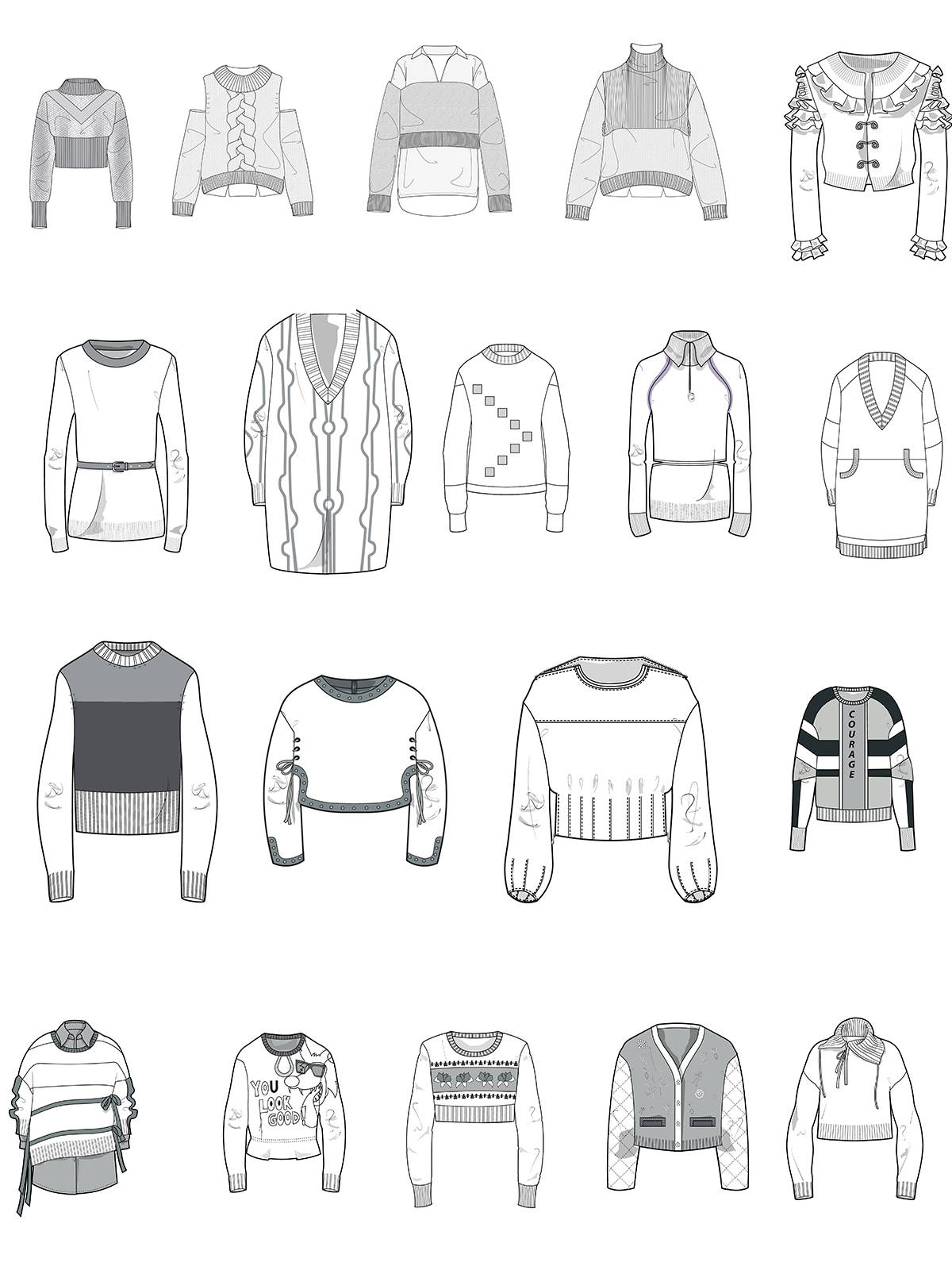 初学者|干货│服装设计款式图-初学者入门临摹参考素材