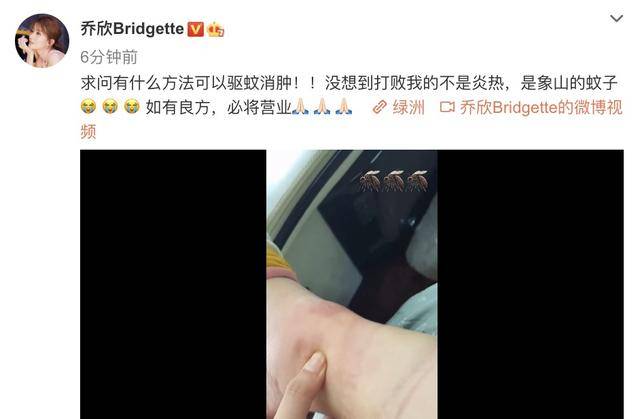 脚踝|乔欣象山拍戏被毒蚊子攻击，脚踝肿胀离谱，一按一个坑太夸张