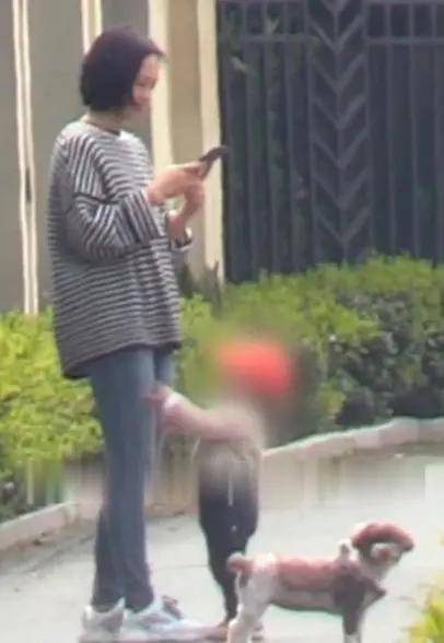 朱丹挺四个月孕肚抱女儿出街，素面朝天身材臃