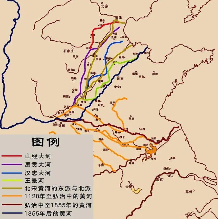 而黄河改道山东后,淮河便失去了原来的入海口,仅通过狭窄的大运河流入
