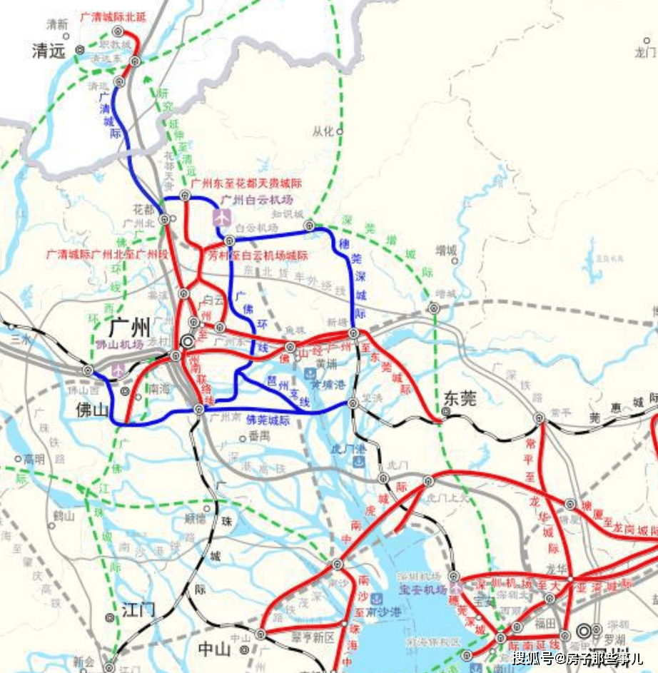 此外,规划布局鱼珠,东莞西,惠州,肇庆东,珠三角新机场站等枢纽场站.