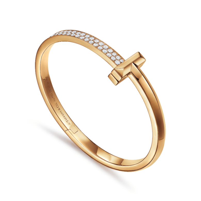 tiffany & co. 蒂芙尼t1系列18k黄金镶钻宽式手镯