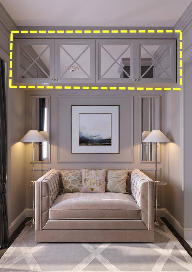 沙发|以后沙发后面别空着了,一排吊柜放上面,装衣服收杂物小户型救星