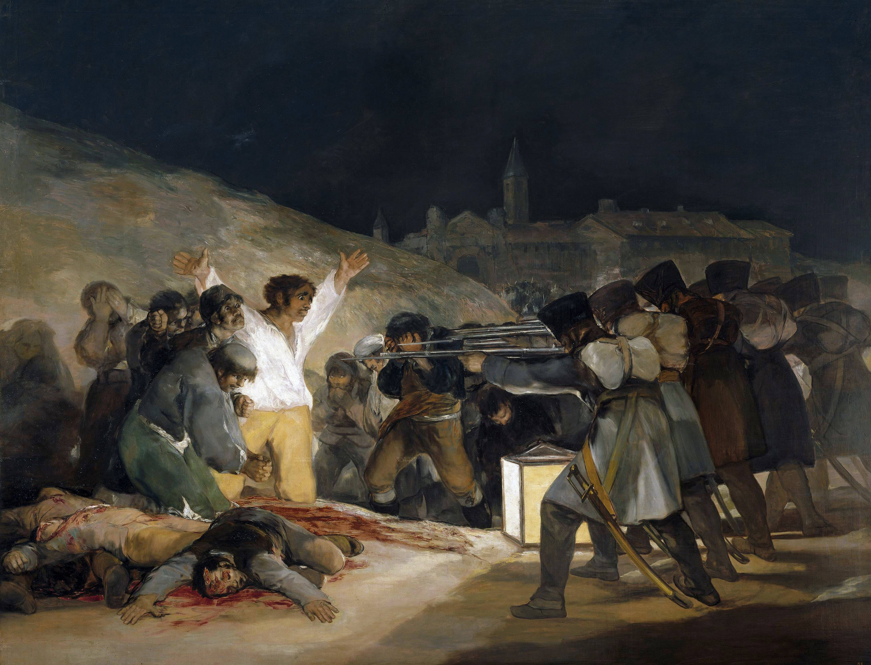 戈雅作品1808年5月3日夜枪杀起义者赏析和创作背景