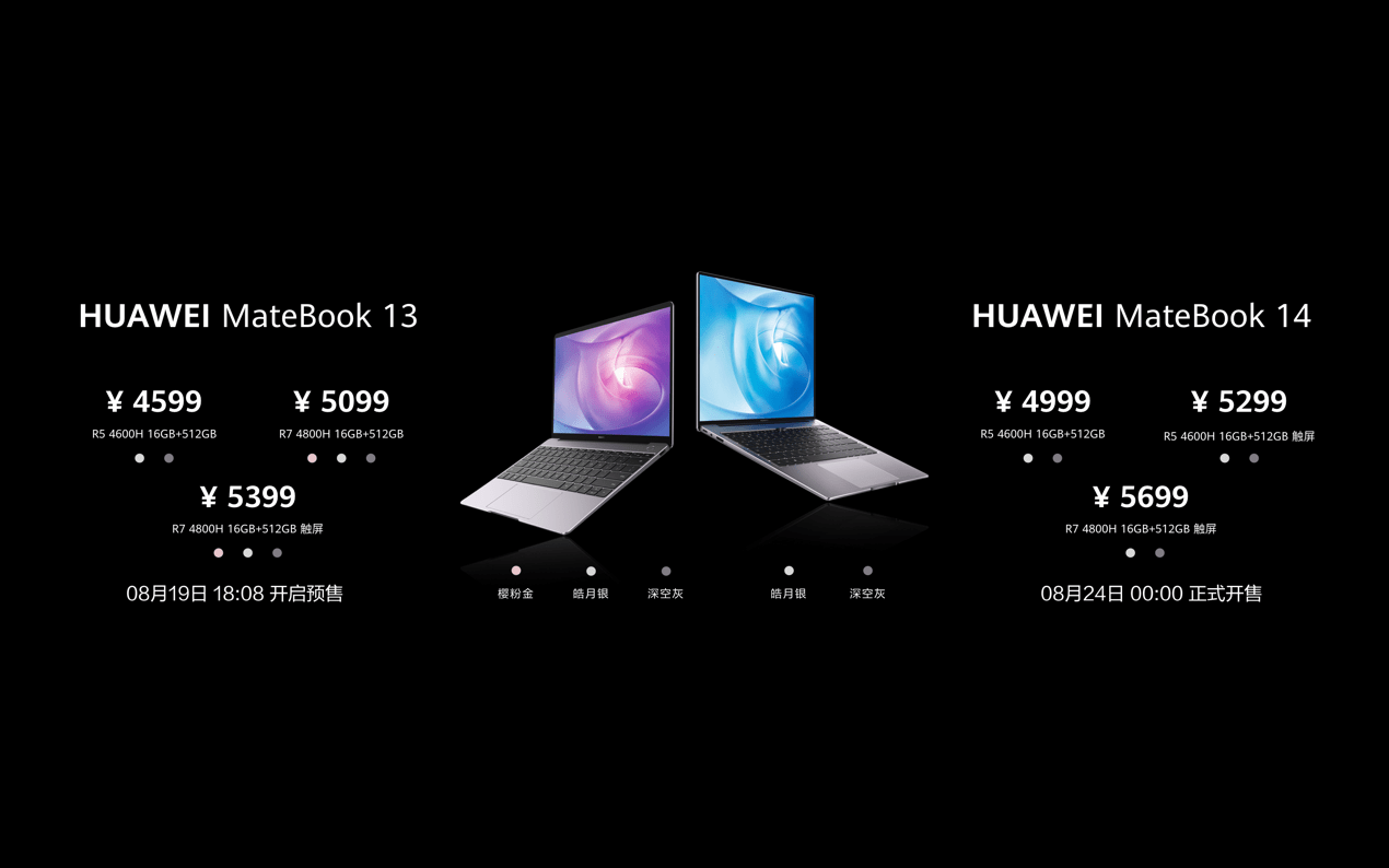 MateBook|华为MateBook 13/14 2020 锐龙版发布 搭载全新鲨鱼鳍散热系统