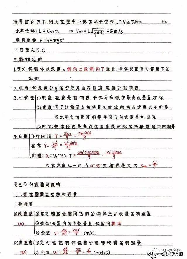笔记|新高中生暑假预习看过来！高中物理：《必修1-2》学霸笔记