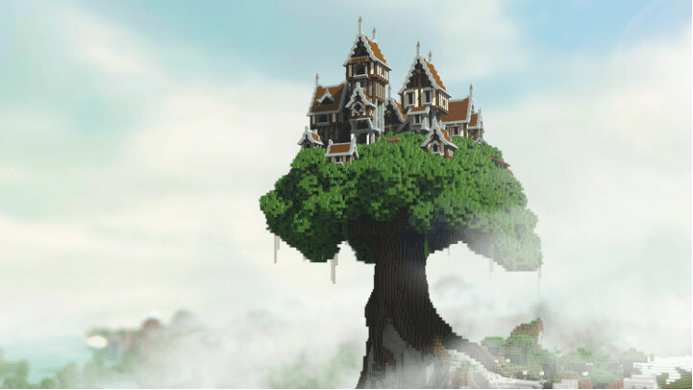 原创《我的世界》玩家“种”出世界树树身周长超千米砍完要300天