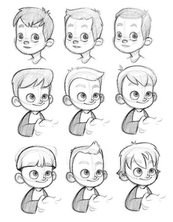【cg原画插画教程】可爱小孩动漫人物身体结构眼睛表情画法大全