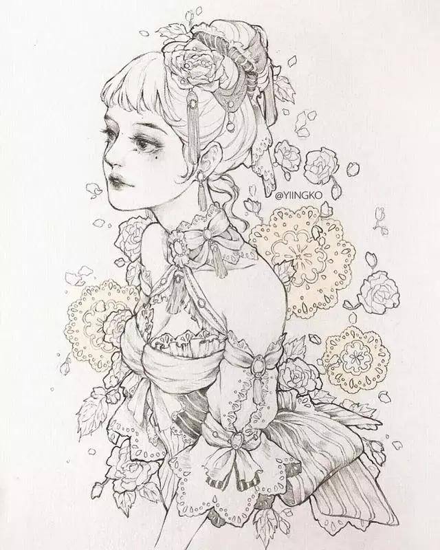 「cg原画插画教程」绝美仙气女生线稿|临摹手绘