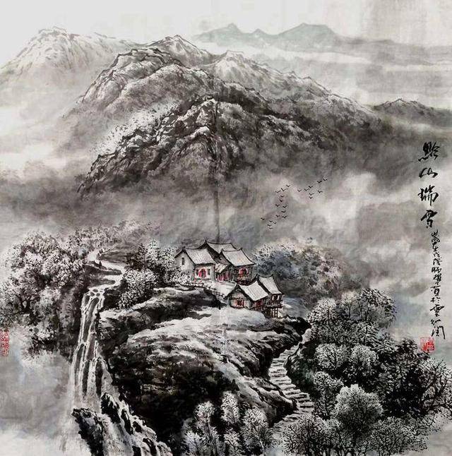 2014年,熊师辉创作的盛世牡丹图和硕果累累葡萄图