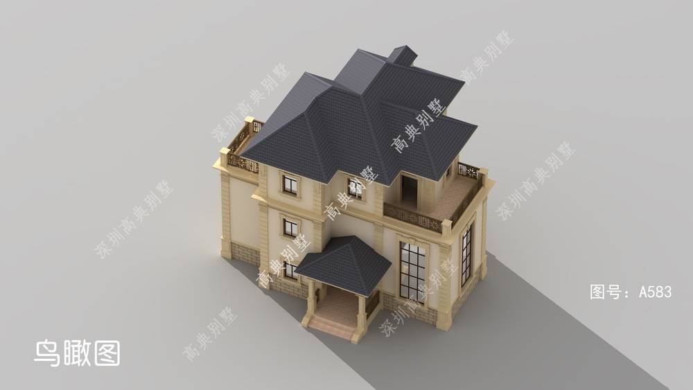 法式风格三层别墅设计图带露台