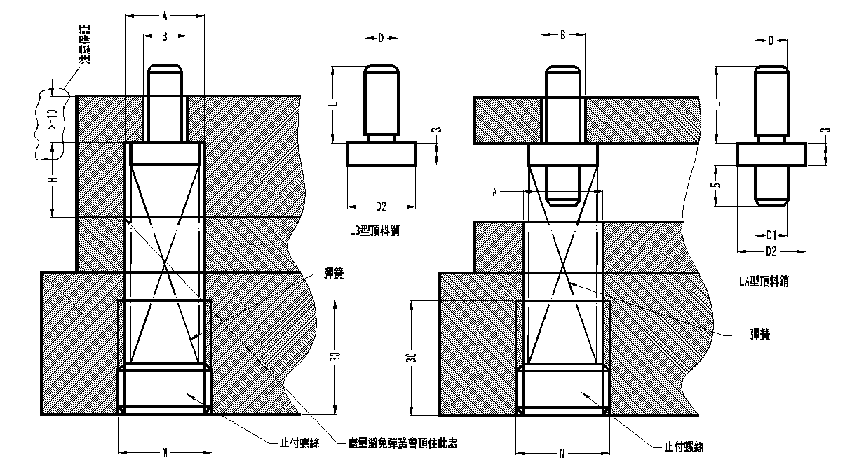 五金模具设计标准规范顶料销选用形式规范释义