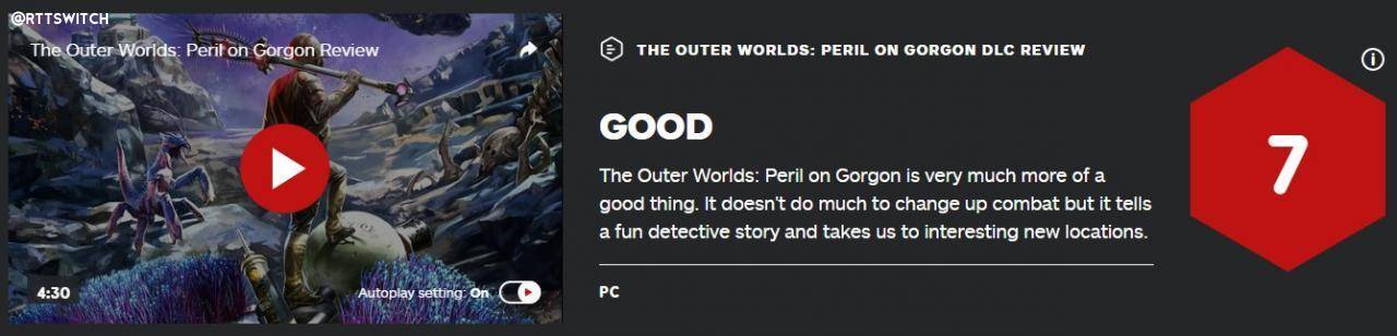 《天外世界》果根险境DLC获IGN7分评分_游戏
