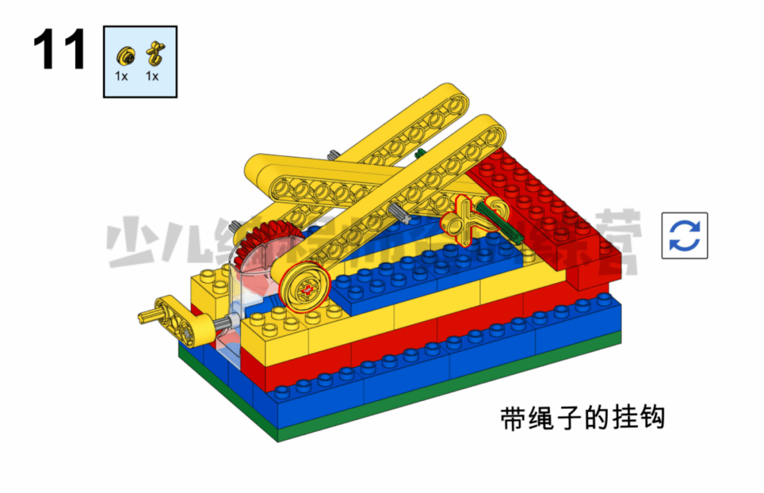 乐高大颗粒旋转柱子怎么搭_乐高大颗粒旋转木马