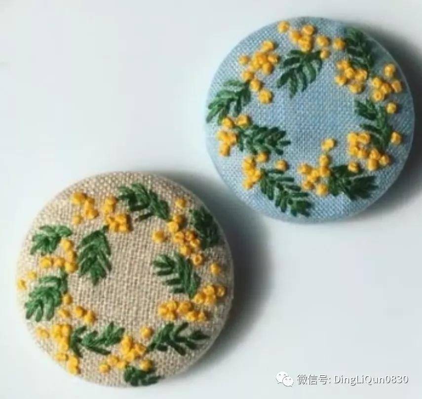 手绣|「刺绣作品」50款时尚的手绣布料纽扣，也许用的到！