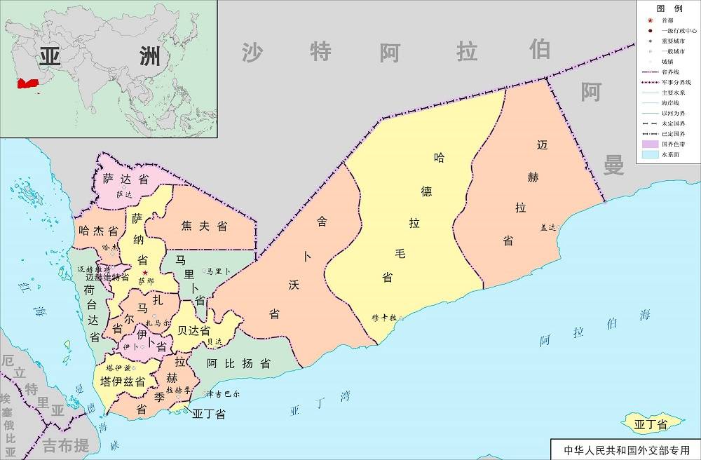 也门行政区划图