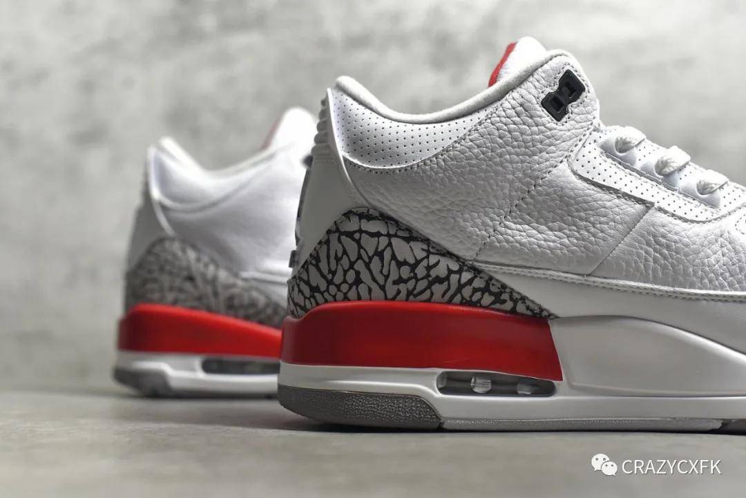 乔丹aj3白红灰黑爆裂纹airjordan3katrina篮球鞋