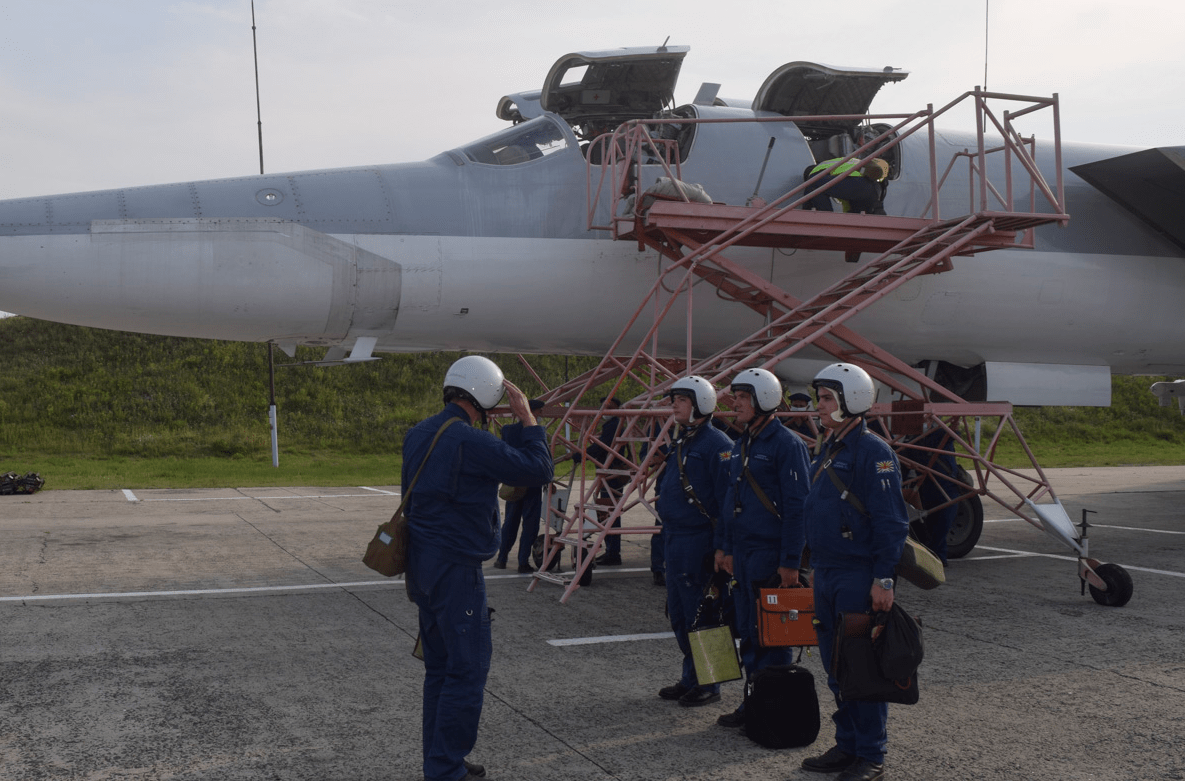 俄罗斯组织Tu-22M逆火战略轰炸机和Tu-95战略轰炸机