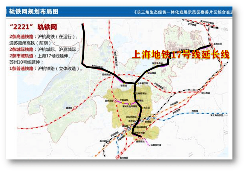 上海17号线延伸线,苏州10 号线延伸线2 条城际铁路:沪杭城际,沪嘉城际