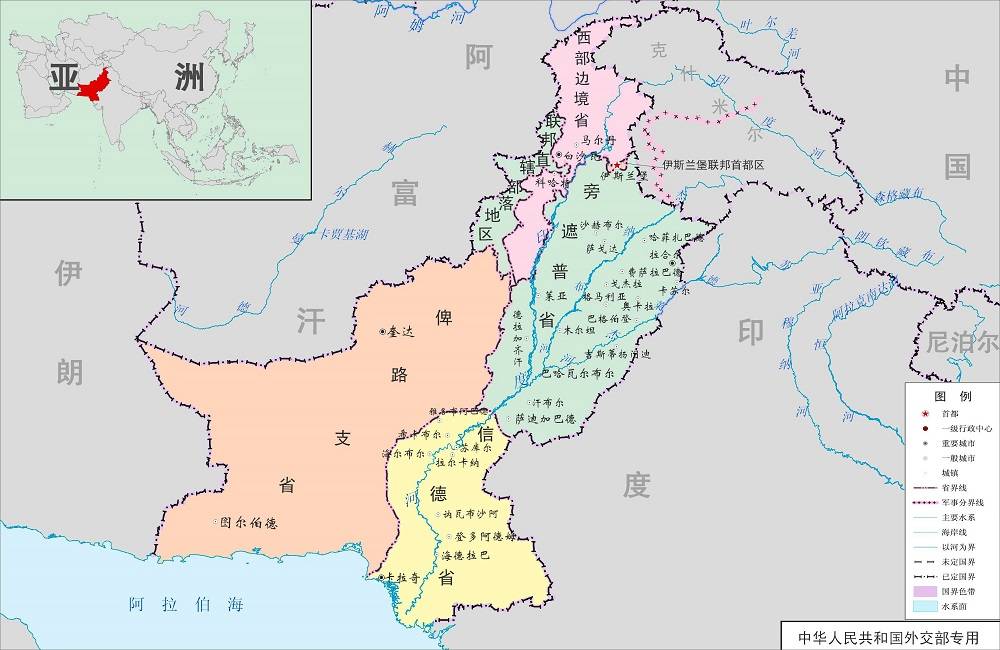 巴基斯坦行政区划图