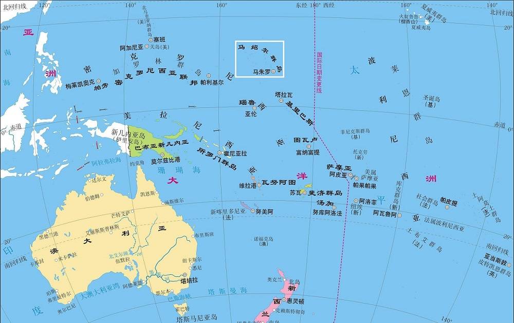 马绍尔群岛位于太平洋中部,由散布在200多万平方公里海域上的1225个