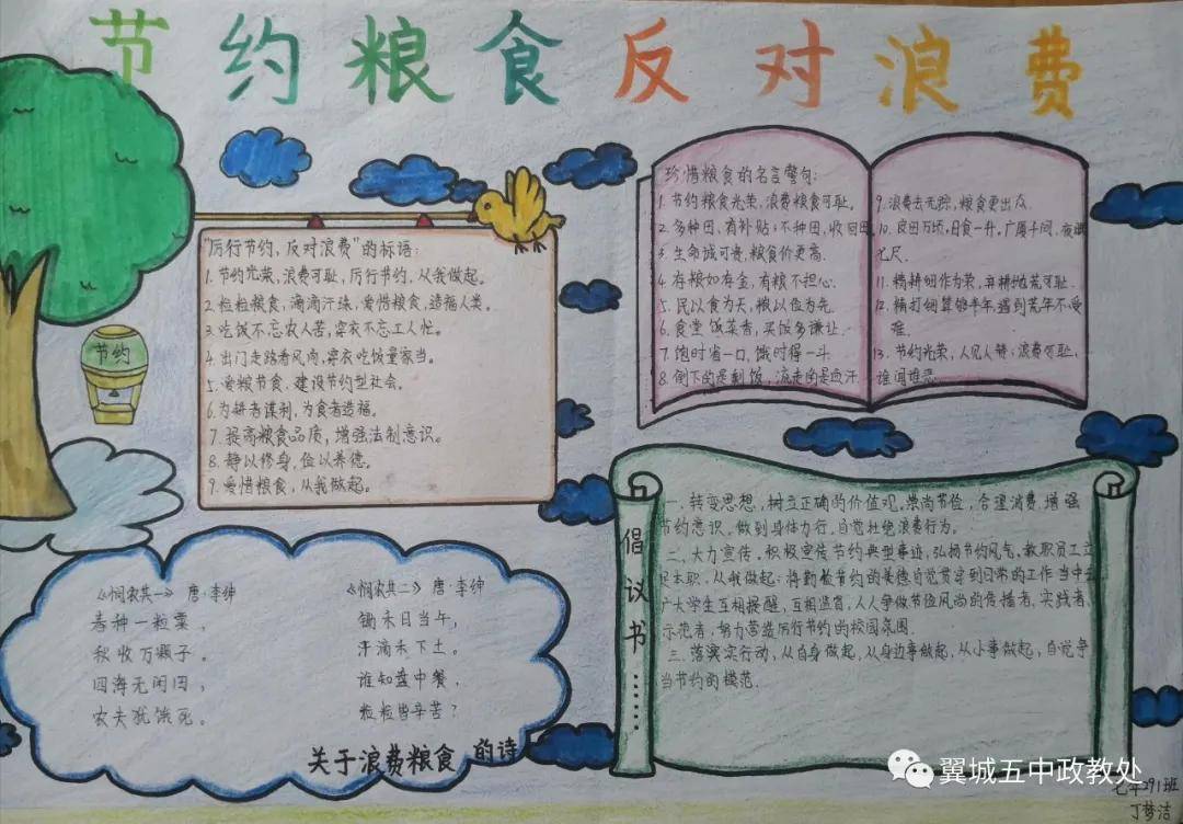 翼城五中举办厉行节约反对浪费系列活动手抄报展