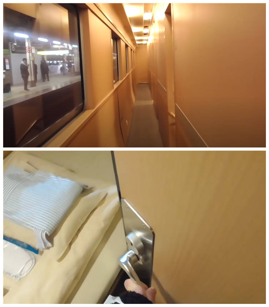 日本出云号卧铺火车,豪华单间装修,比胶囊旅店大还能洗澡!