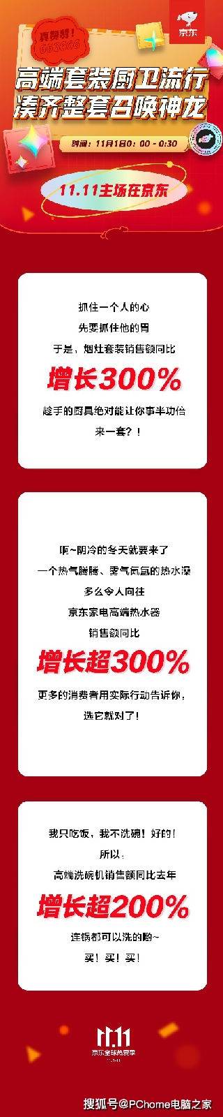 家电|烟灶比增长300% 11.11开门红京东家电卖爆了