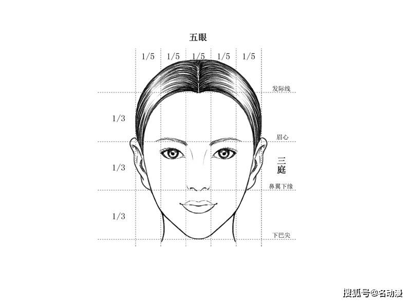 许多的人物都是在画师自己积累中,对人物脸部比例的五官再进行放大或