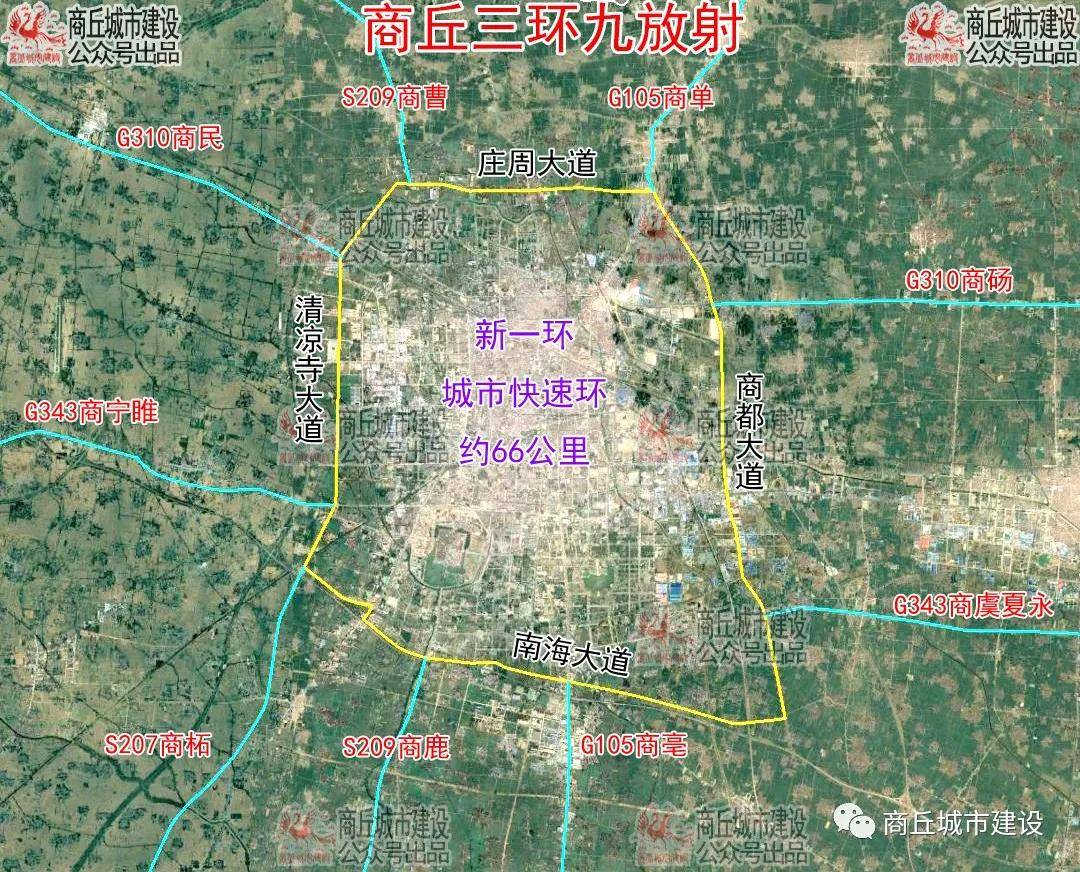 "九放射",就是指商丘城区连接县城组团之间的9条市域快速通道,形成