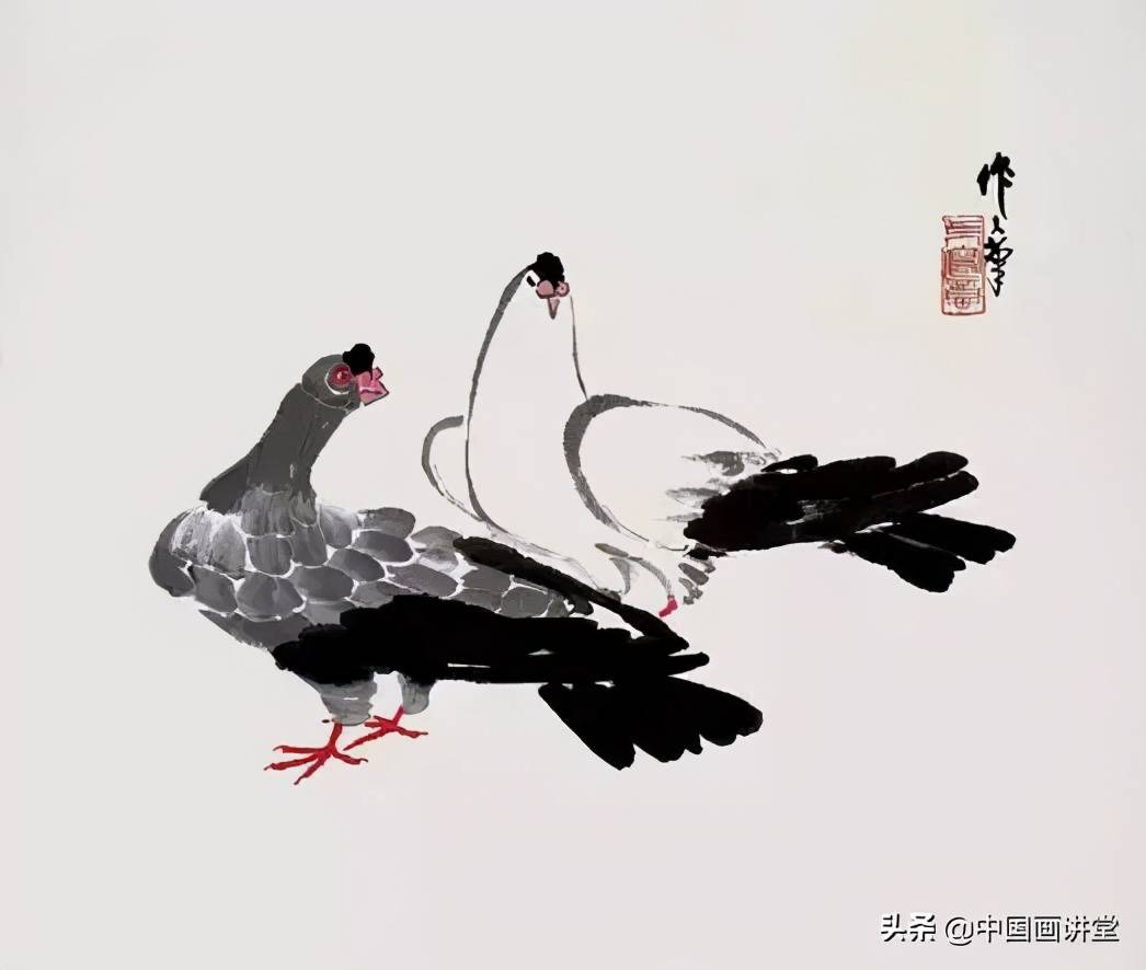 吴作人 《双鸽图》