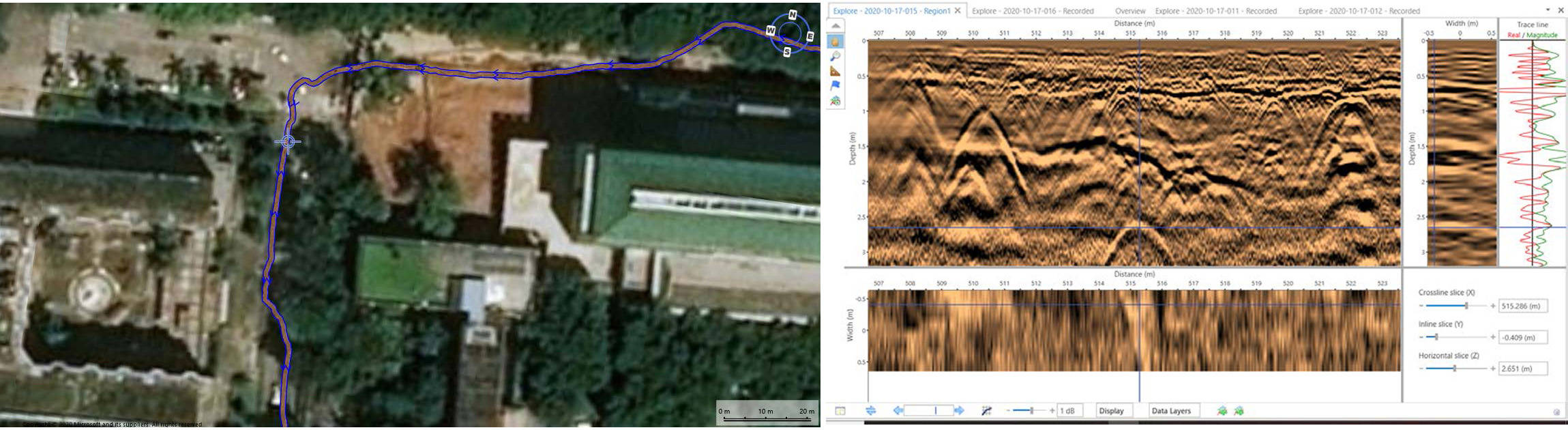 广州地下管线及空洞实测-三维探地雷达dxv大深度地面耦合天线阵