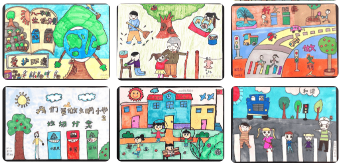 北京市八一学校保定分校:美育引领 创建文明校园绘画展,颗颗童心向