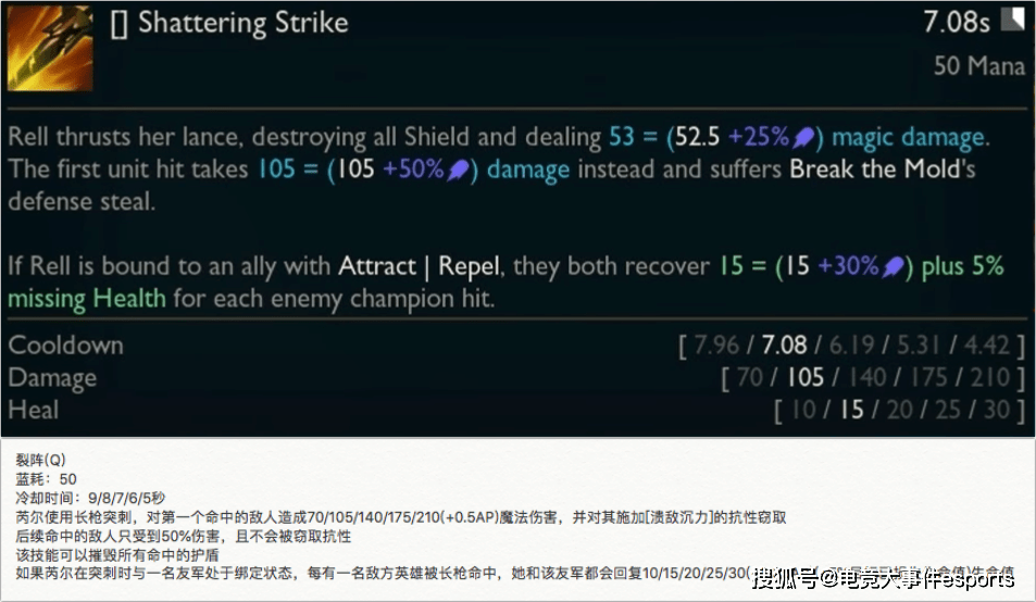 效果|LOL新英雄芮尔Q技能破盾实测：无论什么盾，有多厚，一招全给破了