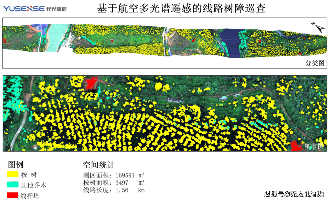 翼眸科技多光谱遥感解决方案—电力线路树障分类