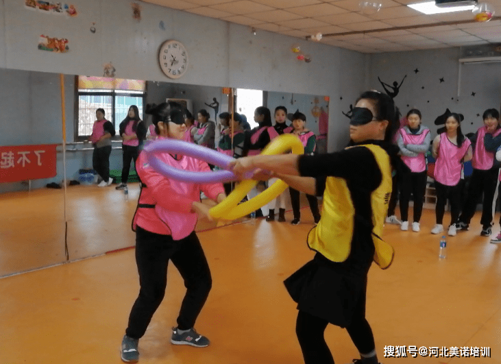 石家庄企业团建趣味拓展培训接力赛项目，年会增效游戏：蒙眼互打-搜狐大视野-搜狐新闻