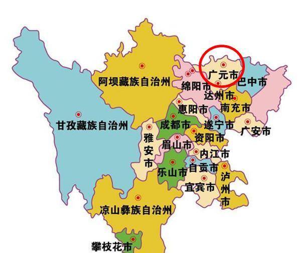四川省地图,广元市所在位置