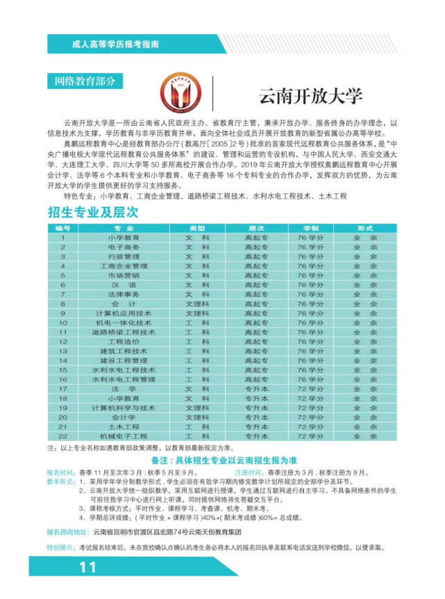 2021年春季云南开放大学网络教育报名已经开启