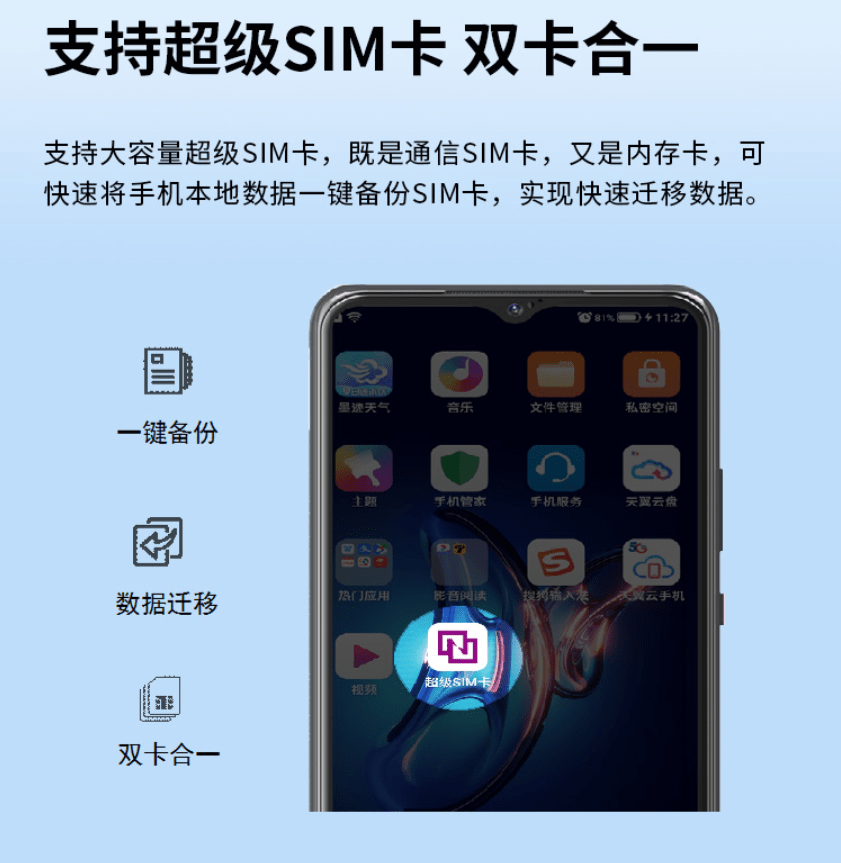 中国电信天翼1号5g云手机上市:支持超级sim卡999元